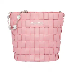 缪缪/Miu Miu 仿水晶装饰软羊革水桶包 5BE054_2DG7_F0028