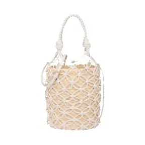 缪缪/Miu Miu 皮革网眼和草编水桶包 5BE062-2C90-F0N86-V-OOO