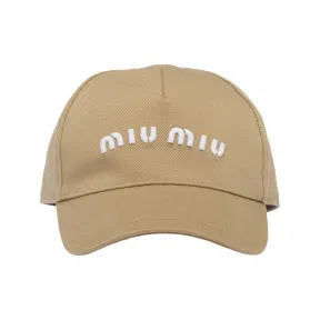 缪缪/Miu Miu 卡其色/白色 斜纹布棒球帽 5HC179-2DXI-F011P
