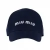 缪缪/Miu Miu 品蓝色/白色 斜纹布棒球帽 5HC179-2DXI-F0X32