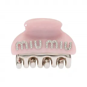 缪缪/Miu Miu 花瓣粉/水晶色 树脂玻璃和金属发夹 5IF068-2F4N-F03BU