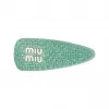 缪缪/Miu Miu 绿玉色 仿水晶装饰缎面发夹 5IF092-2DDK-F0194