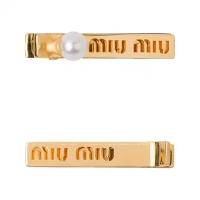 缪缪/Miu Miu 金色/奶油色 Miu Logo 发夹 5JF124-2DTU-F0SAJ