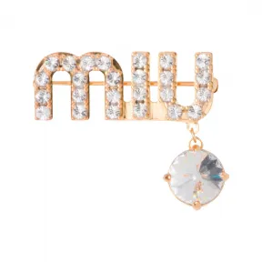 缪缪/Miu Miu 金色/水晶色 仿水晶吊坠胸针 5JS116-2DNC-F0NXA