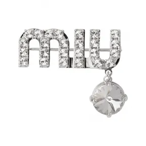缪缪/Miu Miu 不锈钢色/水晶色 仿水晶吊坠胸针 5JS116-2DNC-F0OKL