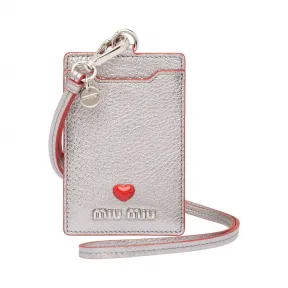 缪缪/Miu Miu LOVE标识皮革证章夹 5MC016_2BC3_F0135