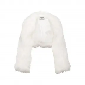 缪缪/Miu Miu 白色 鹳毛披巾 MPY042-WNG-F0009