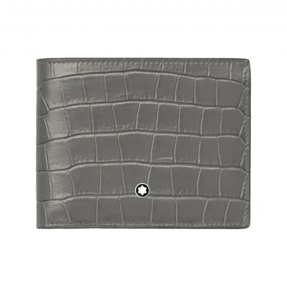 万宝龙/Montblanc 大班精选系列鳄鱼纹6卡位钱夹 典雅灰 130014 - U0130014