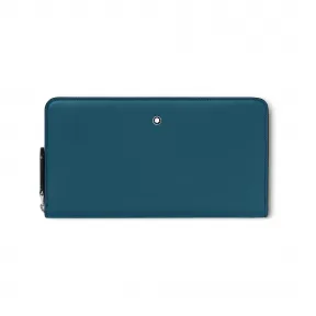 万宝龙/Montblanc MB131254-全新万宝龙软皮系列12卡位拉链钱夹 湖水蓝