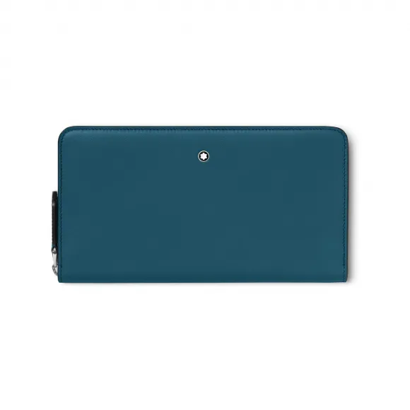 万宝龙/Montblanc MB131254-全新万宝龙软皮系列12卡位拉链钱夹 湖水蓝