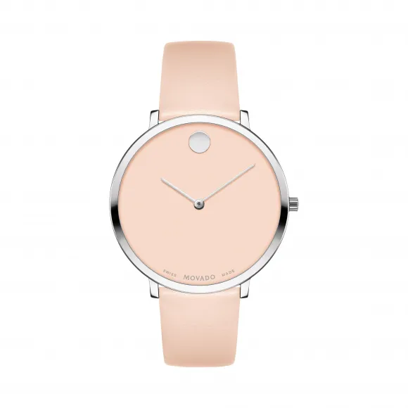 摩凡陀/Movado Modern 47 不锈钢腕表淡粉色表盘及表带 0607388