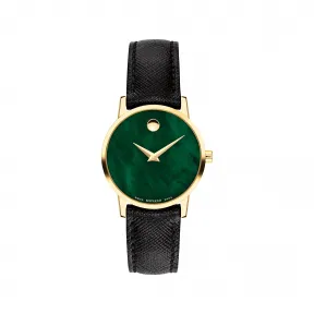 摩凡陀/Movado 摩凡陀博物馆系列腕表 黑色皮革表带 绿色珍珠母贝表盘 0607423