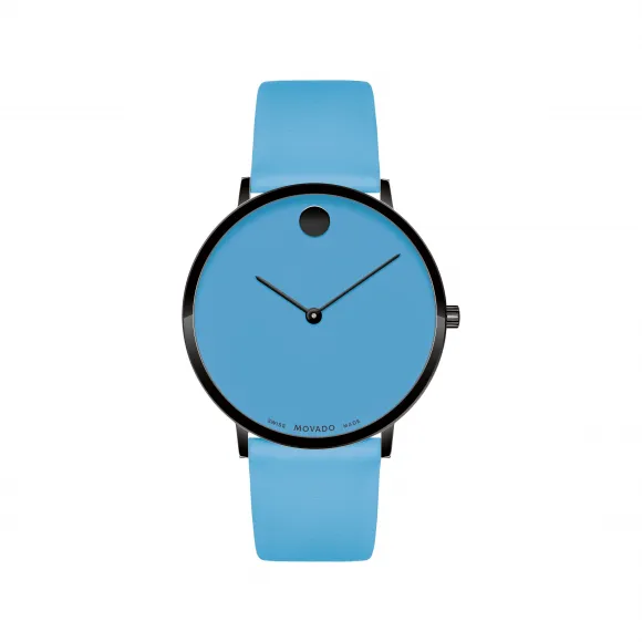 摩凡陀/Movado Modern 47 系列黑色腕表 蓝色表盘 0607428