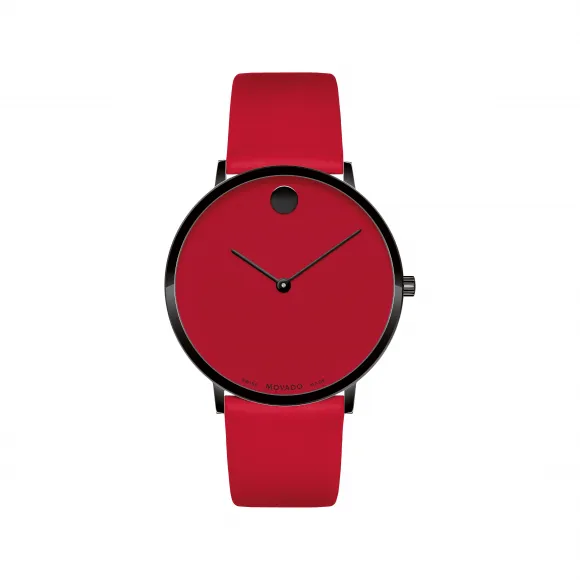 摩凡陀/Movado Modern 47系列黑色腕表 红色表盘 0607429
