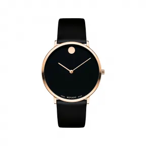 摩凡陀/Movado Modern 47 系列玫瑰金色腕表 黑色表带 0607433