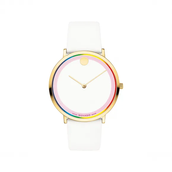 摩凡陀/Movado Modern 47系列 40MM 浅黄金 PVD ​​抛光精钢 石英机芯 中性表 0607502