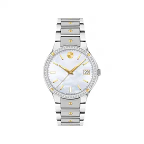 摩凡陀/Movado SE系列 32MM 不锈钢和黄色 PVD ​​镶嵌钻石 石英机芯 女表 0607517