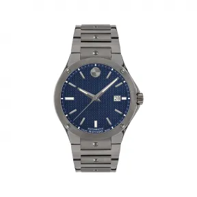 摩凡陀/Movado 摩凡陀撼动系列自动腕表 灰色不锈钢表壳 蓝色表盘 蓝宝石玻璃表镜 瑞士Super-LumiNova夜光涂层指针/时标。 0607553