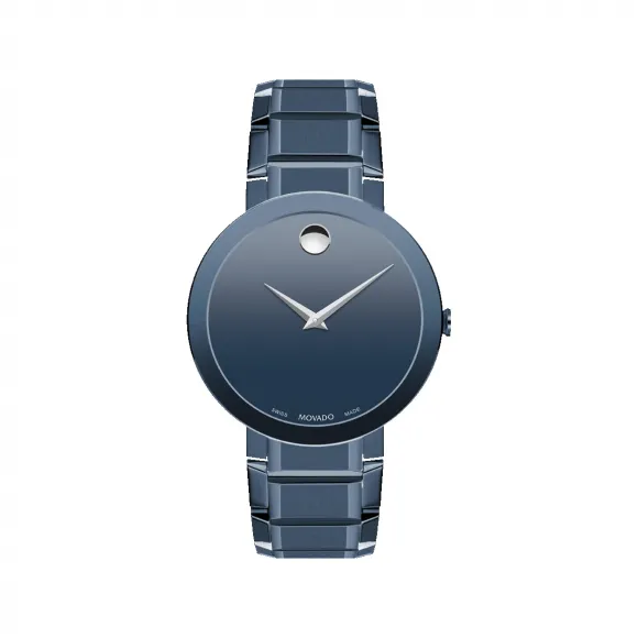 摩凡陀/Movado Sapphire系列 39MM 蓝色 PVD ​​抛光不锈钢 石英机芯 男表 0607556