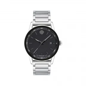 摩凡陀/Movado Museum Sport系列 42MM 不锈钢和黑色 PVD ​​抛光不锈钢 石英机芯 男表 0607557