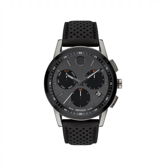 摩凡陀/Movado Museum Sport系列 43MM 灰色和黑色 PVD ​​抛光不锈钢 石英机芯 男表 0607560