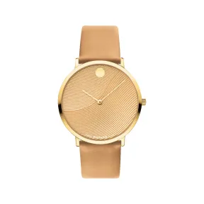 摩凡陀/Movado Modern 47系列 40MM 浅黄金 PVD ​​抛光精钢 石英机芯 中性表 0607573