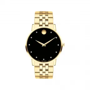 摩凡陀/Movado Museum Classic系列 40MM 黄色 PVD ​​抛光不锈钢 石英机芯 男表 0607625