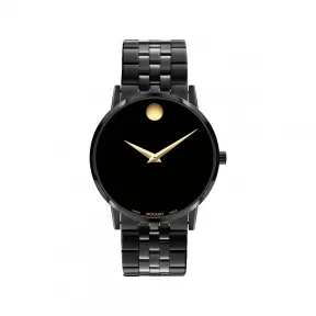 摩凡陀/Movado Museum Classic系列 40MM 黑色 PVD ​​抛光不锈钢 石英机芯 男表 0607626