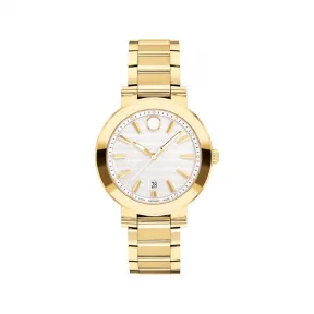 摩凡陀/Movado Vizio系列 32MM 浅黄金 PVD ​​抛光精钢 石英机芯 女表 0607636