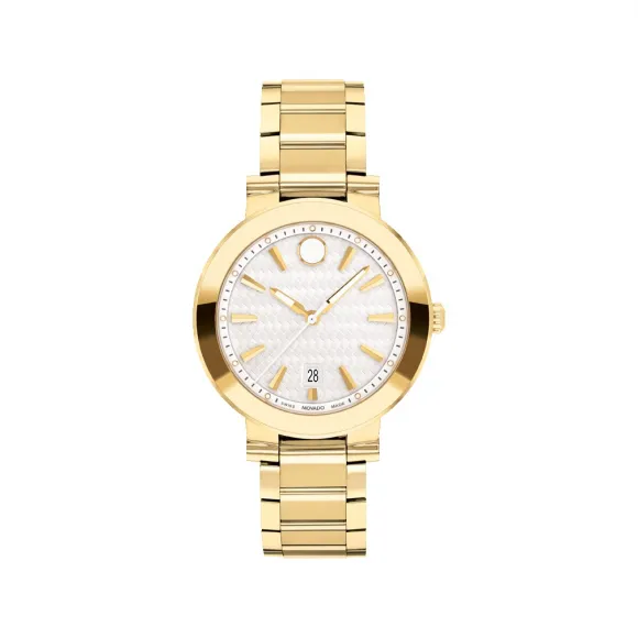 摩凡陀/Movado Vizio系列 32MM 浅黄金 PVD ​​抛光精钢 石英机芯 女表 0607636