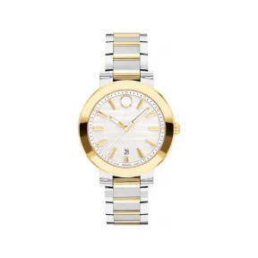 摩凡陀/Movado Vizio系列 32MM 不锈钢和浅黄色 PVD 石英机芯 女表 0607637