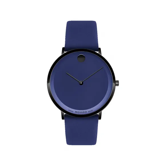 摩凡陀/Movado 摩凡陀摩登47系列腕表 黑色表带 蓝色表盘 0607639