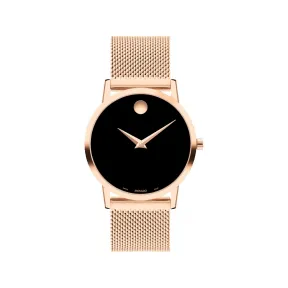 摩凡陀/Movado Museum Classic系列 33MM 不锈钢 玫瑰金 PVD 石英机芯 女表 0607648