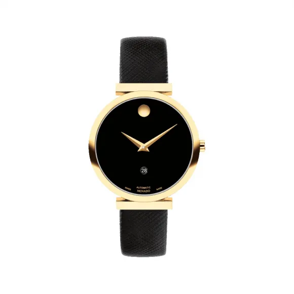 摩凡陀/Movado Museum Classic系列 32MM 黄色 PVD ​​抛光不锈钢 自动机械机芯 女表 0607676