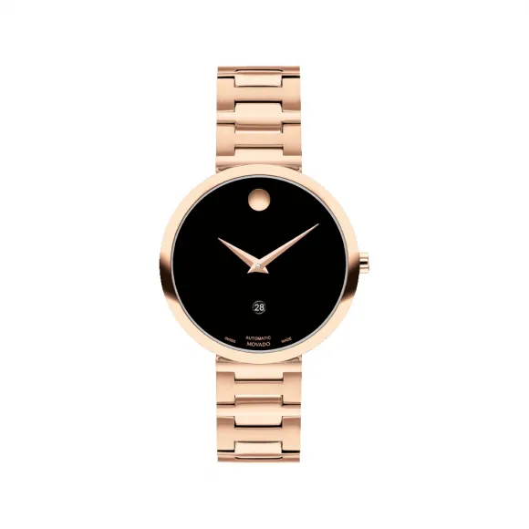 摩凡陀/Movado Museum Classic系列 32MM 不锈钢 玫瑰金 PVD 自动机械机芯 女表 0607680
