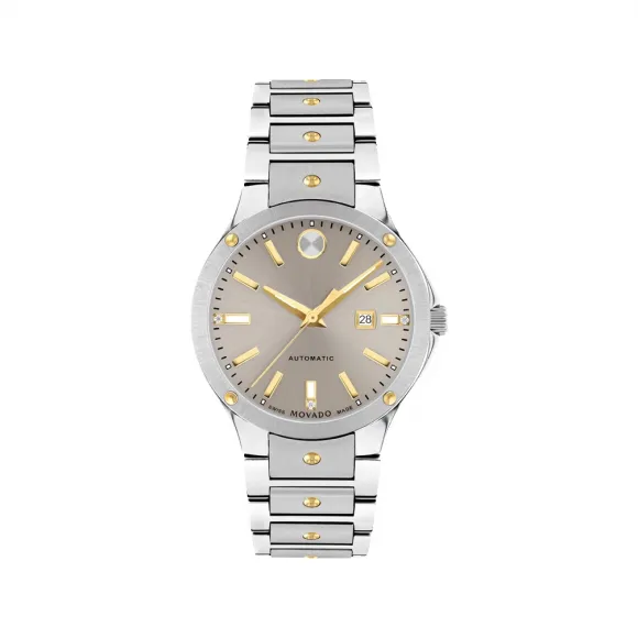摩凡陀/Movado SE系列 33MM 不锈钢和黄色 PVD ​​抛光不锈钢 自动机械机芯 女表 0607681