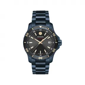 摩凡陀/Movado Series 800系列 40MM 蓝色 PVD ​​抛光不锈钢 石英机芯 中性表 2600160