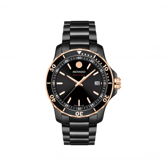 摩凡陀/Movado Series 800系列 40MM 黑色 PVD ​​抛光不锈钢 石英机芯 男表 2600162