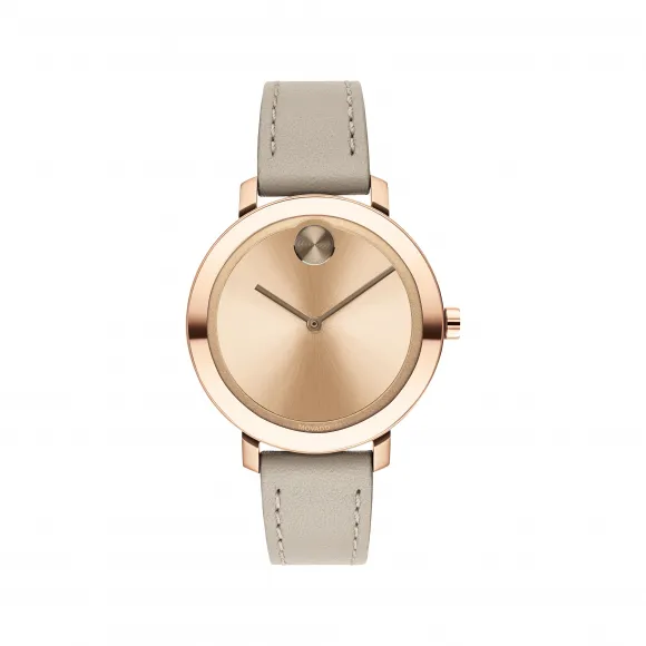 摩凡陀/Movado Movado BOLD Evolution pale玫瑰金色腕表 及 表盘 卡其色 设计元素 米色皮带 3600643