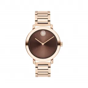 摩凡陀/Movado 摩凡陀 波特 进化 浅玫瑰金表壳和表链以及巧克力色表盘 3600690