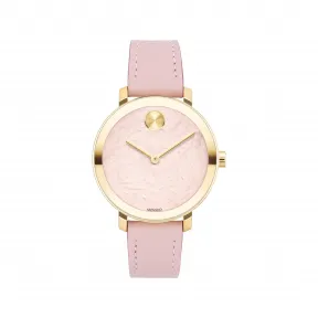摩凡陀/Movado 摩凡陀 波特 进化 浅黄金色表壳 玫瑰石英表盘和粉色皮质表带 3600701