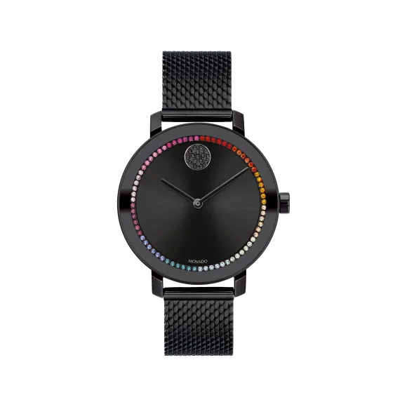 摩凡陀/Movado BOLD系列 34MM 黑色离子镀不锈钢 石英机芯 女表 3600714