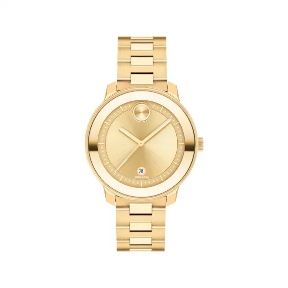摩凡陀/Movado BOLD系列 38MM 淡金色离子镀不锈钢 石英机芯 女表 3600750