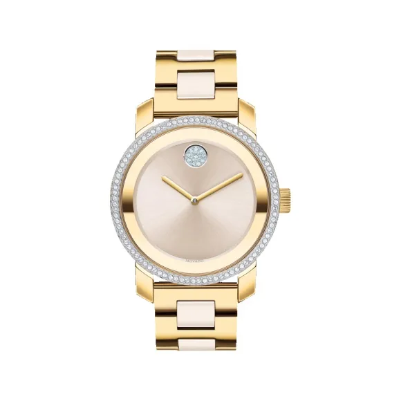 摩凡陀/Movado BOLD系列 36.3MM 淡金色离子镀不锈钢 石英机芯 女表 3600785
