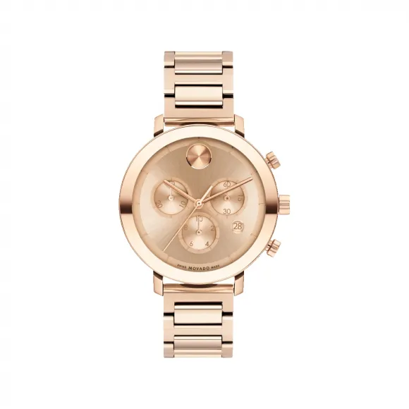 摩凡陀/Movado BOLD系列 38MM 淡玫瑰金离子镀不锈钢 石英机芯 女表 3600789