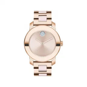 摩凡陀/Movado BOLD系列 36.3MM 淡玫瑰金离子镀不锈钢 石英机芯 女表 3600799
