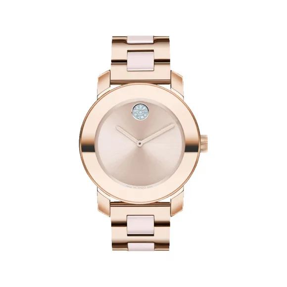 摩凡陀/Movado BOLD系列 36.3MM 淡玫瑰金离子镀不锈钢 石英机芯 女表 3600799
