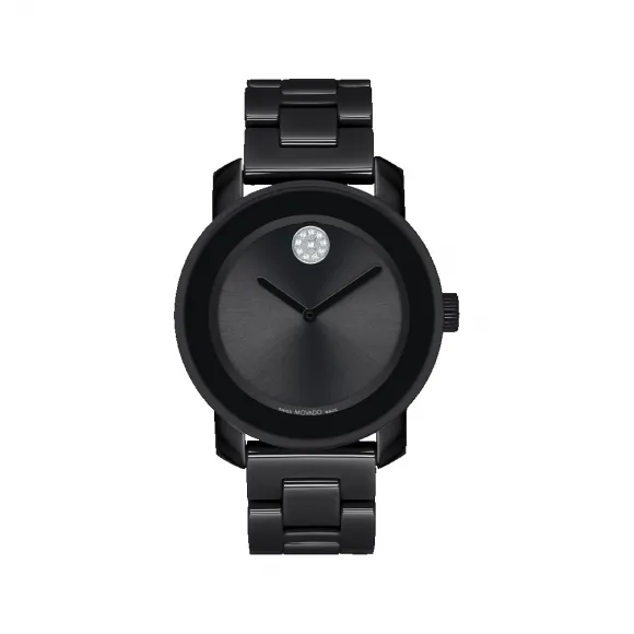 摩凡陀/Movado BOLD系列 36.3MM 不锈钢和黑色陶瓷 石英机芯 女表 3600803
