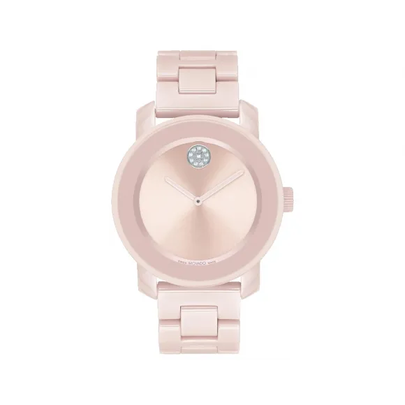 摩凡陀/Movado BOLD系列 36.3MM 不锈钢和粉色陶瓷 石英机芯 女表 3600804