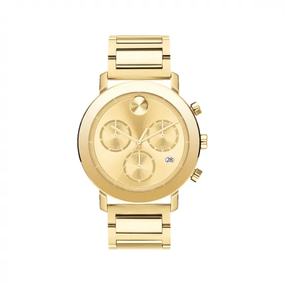 摩凡陀/Movado BOLD系列 42MM 淡金色离子镀不锈钢 石英机芯 男表 3600811